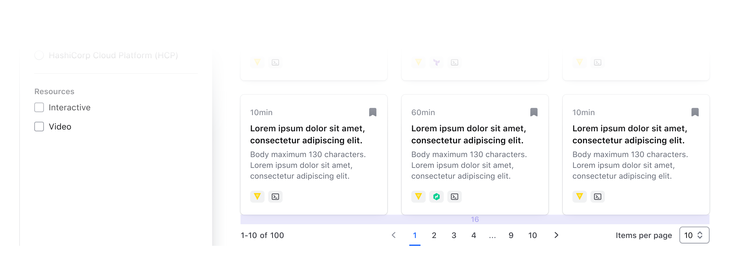 Pagination paired with other types of content